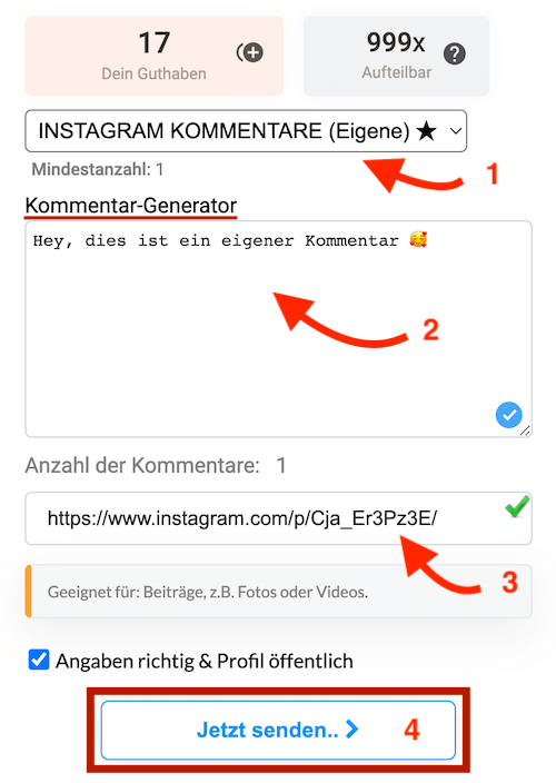 instagram kommentare kaufen