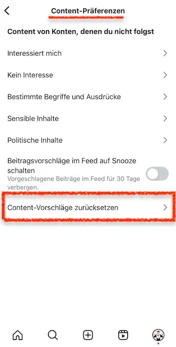 Algorithmus zurücksetzen - Anleitung